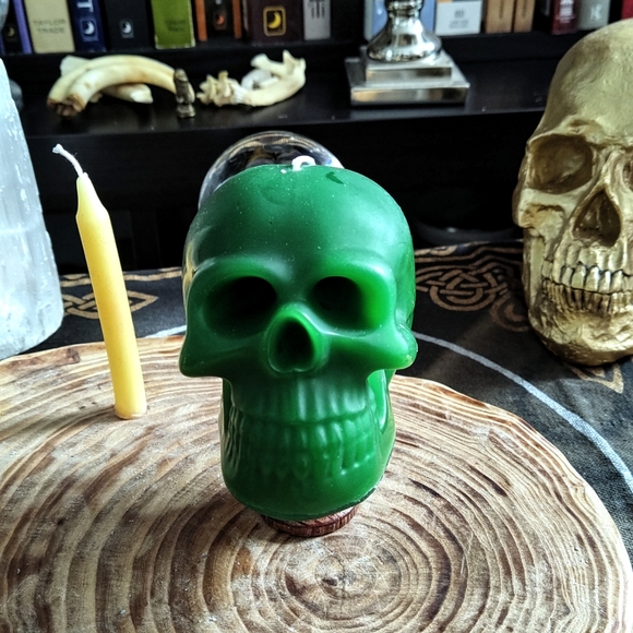 Handmade Green Skull Candle - Picture 2 of 5